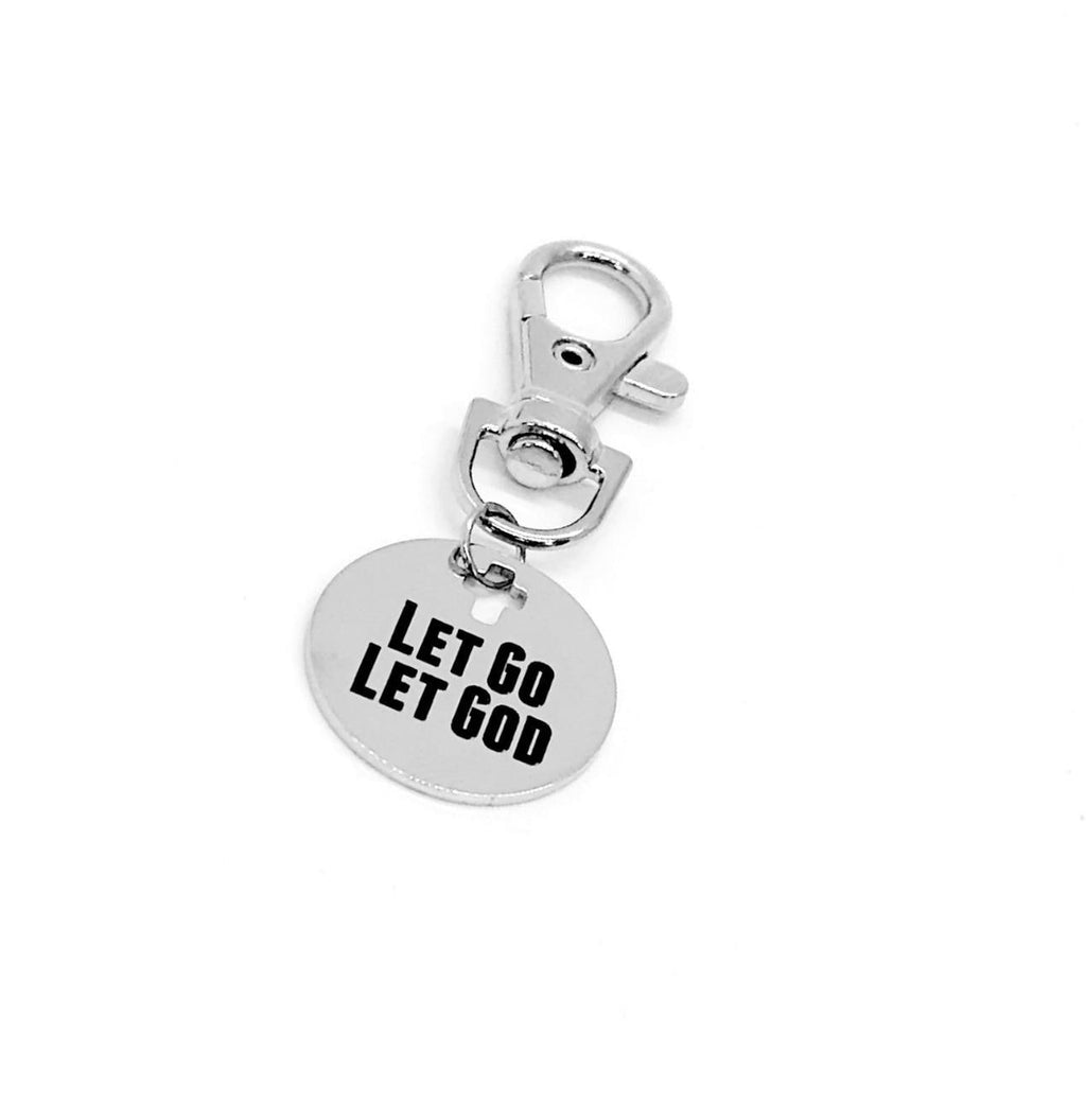 Let Go Let God Clip On Charm Faith Gift Stainless Steel Engraved Cross Charm Christian Accessory Religious Gift