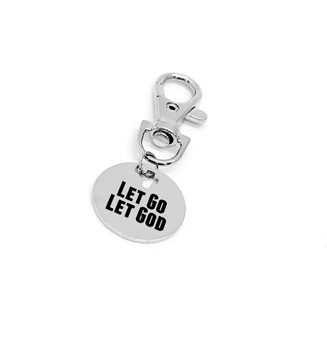 Let Go Let God Clip On Charm Faith Gift Stainless Steel Engraved Cross Charm Christian Accessory Religious Gift