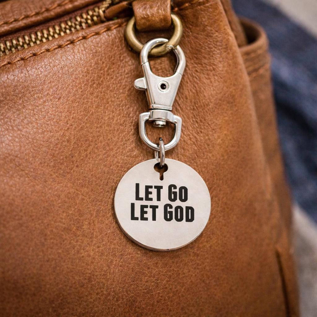 Let Go Let God Clip On Charm Faith Gift Stainless Steel Engraved Cross Charm Christian Accessory Religious Gift